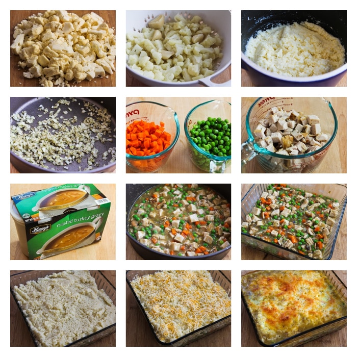 Turkey Shepherd's Pie with Cauliflower Topping process shots collage