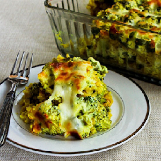 Broccoli and Rice Casserole shown on serving plate