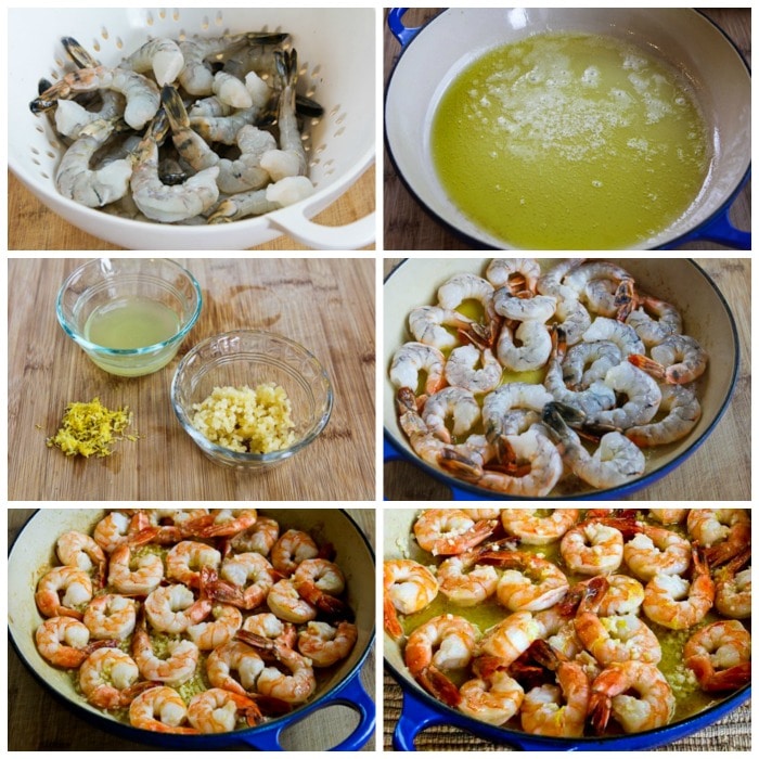 Easy to process collage shrimp, garlic and lemon shots