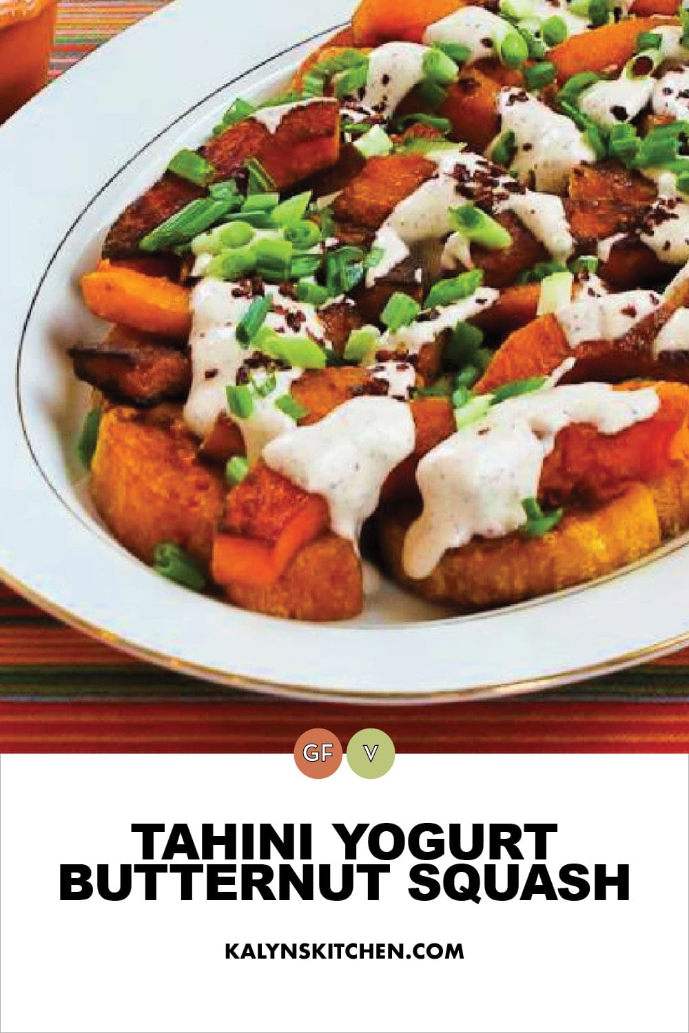 Pinterest image of Tahini Yogurt Butternut Squash