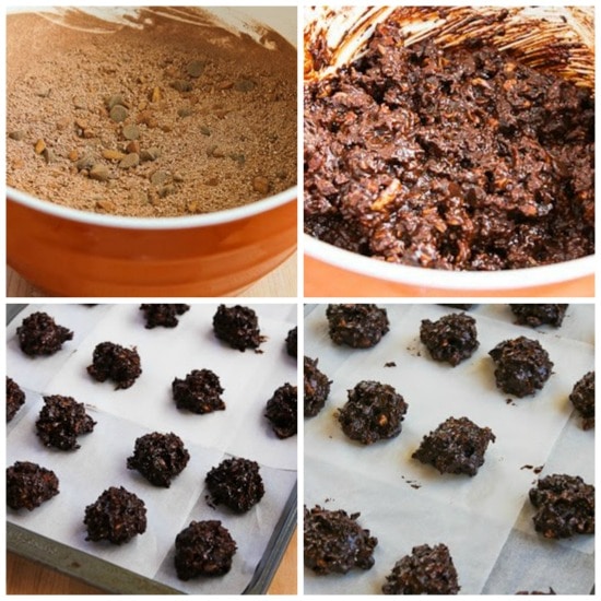Sugar-Free Flourless Chocolate Coconut Drops process shots collage