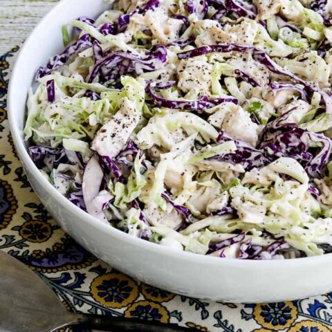 Low-Carb Chicken Cabbage Salad with Mustard and Celery Seed close-up photo