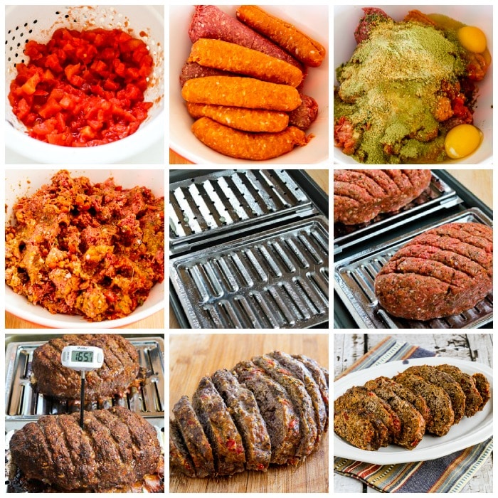 Grain-Free Beef and Sausage Meatloaf process shots collage