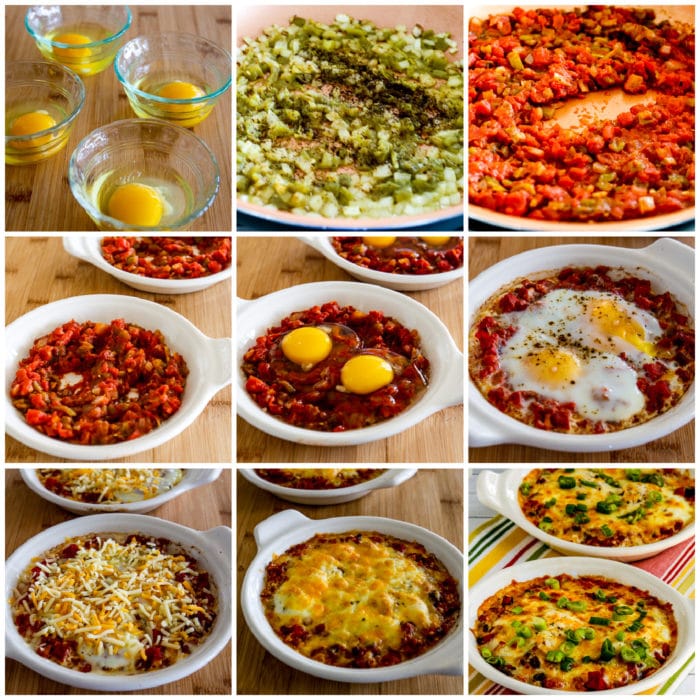 Mexican Baked Eggs collage photo showing steps for making the recipe