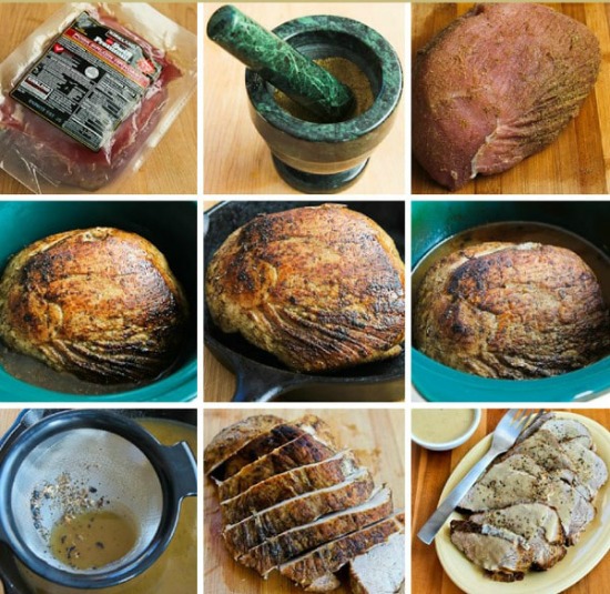 Slow Cooker Bavarian Pork Sirloin Tip Roast with Sour Cream Gravy found on KalynsKitchen.com