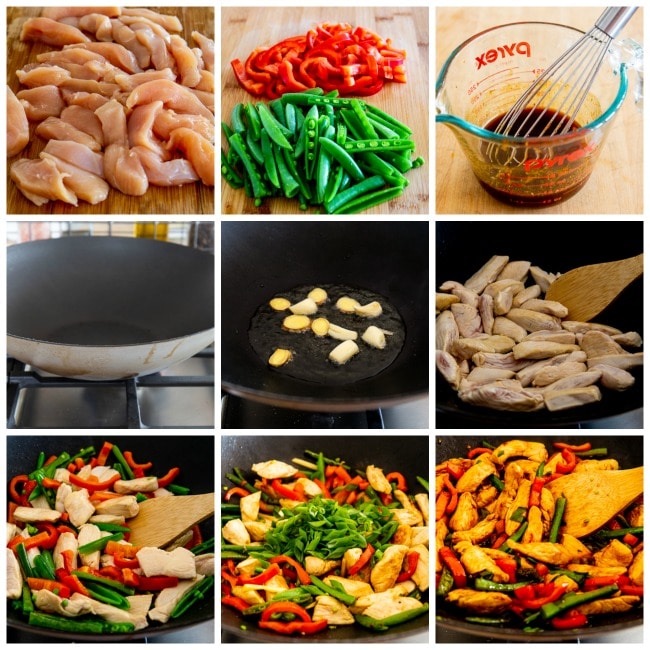 Ginger Chicken Stir Fry Process shots collage