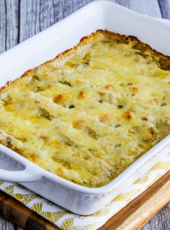 If you're not against using a convenience product like canned soup, this Sour Cream Chicken Bake is delicious and easy to make! finished casserole in baking dish