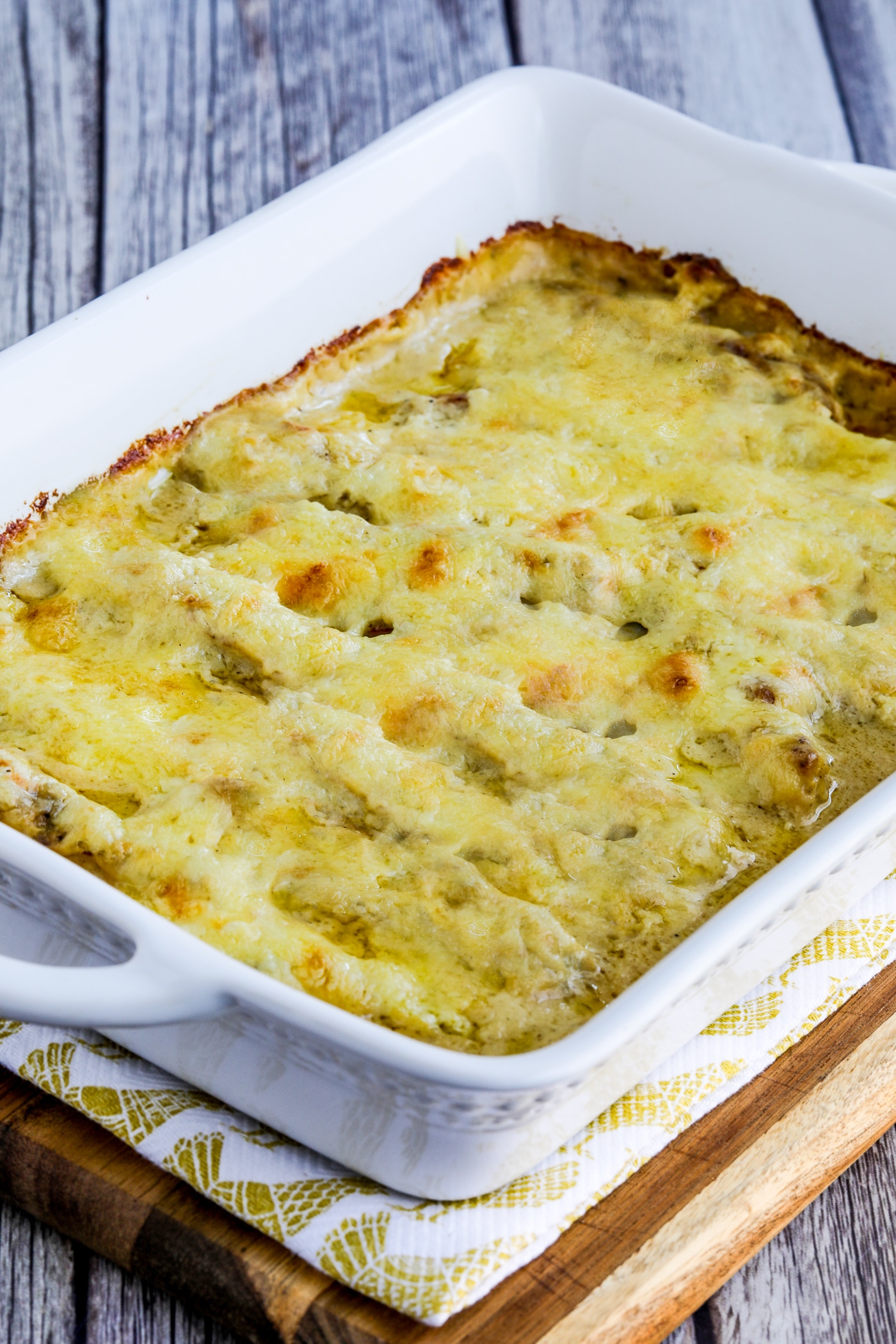 If you're not against using a convenience product like canned soup, this Sour Cream Chicken Bake is delicious and easy to make! finished casserole in baking dish
