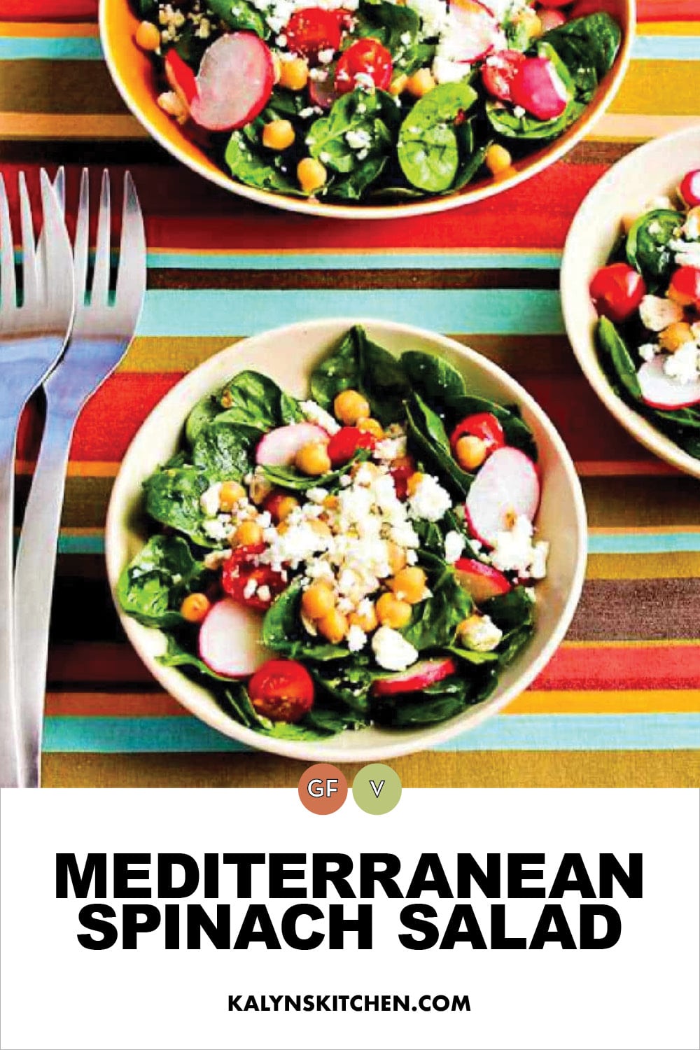 Pinterest image of Mediterranean Spinach Salad