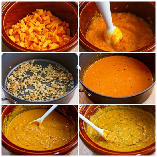 Slow Cooker Thai-Inspired Butternut Squash and Peanut Soup found on KalynsKitchen.com