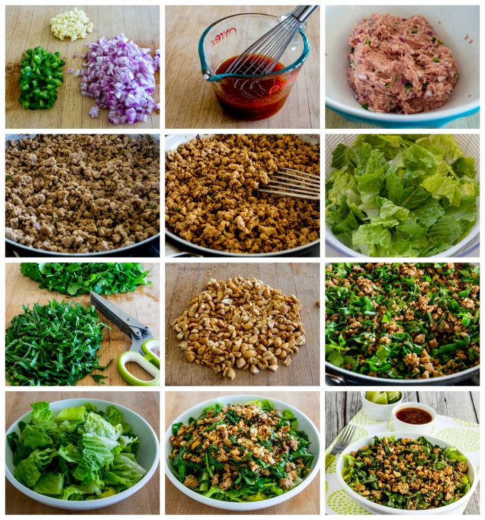 Thai-Inspired Turkey Larb Salad process shots collage