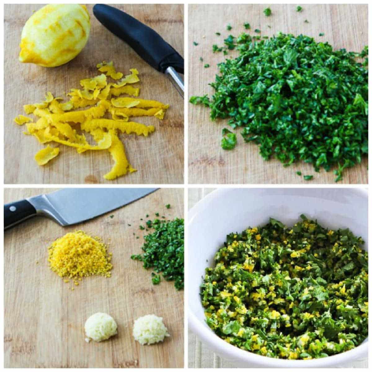 How to Make Gremolata collage of recipe steps