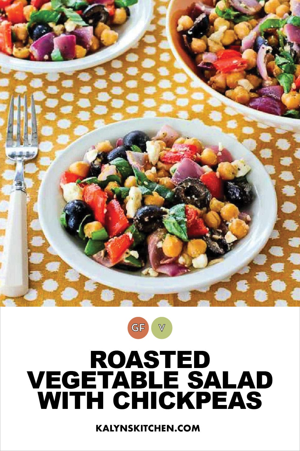 Pinterest image of Roasted Vegetable Salad with Chickpeas