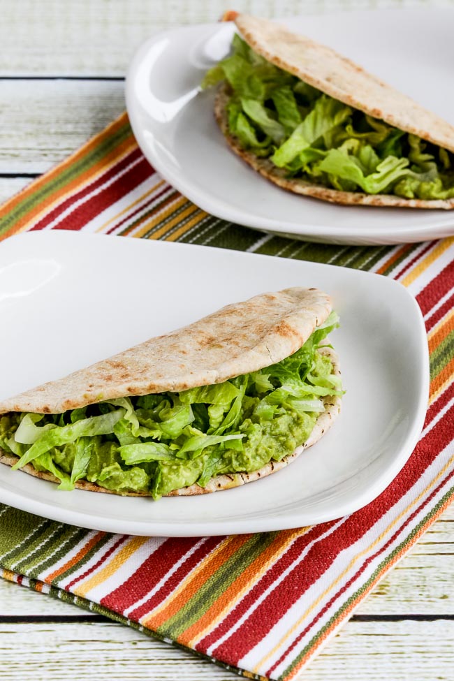 Easy Spicy Avocado in Low-Carb Pita Bread finished pitas on serving plate