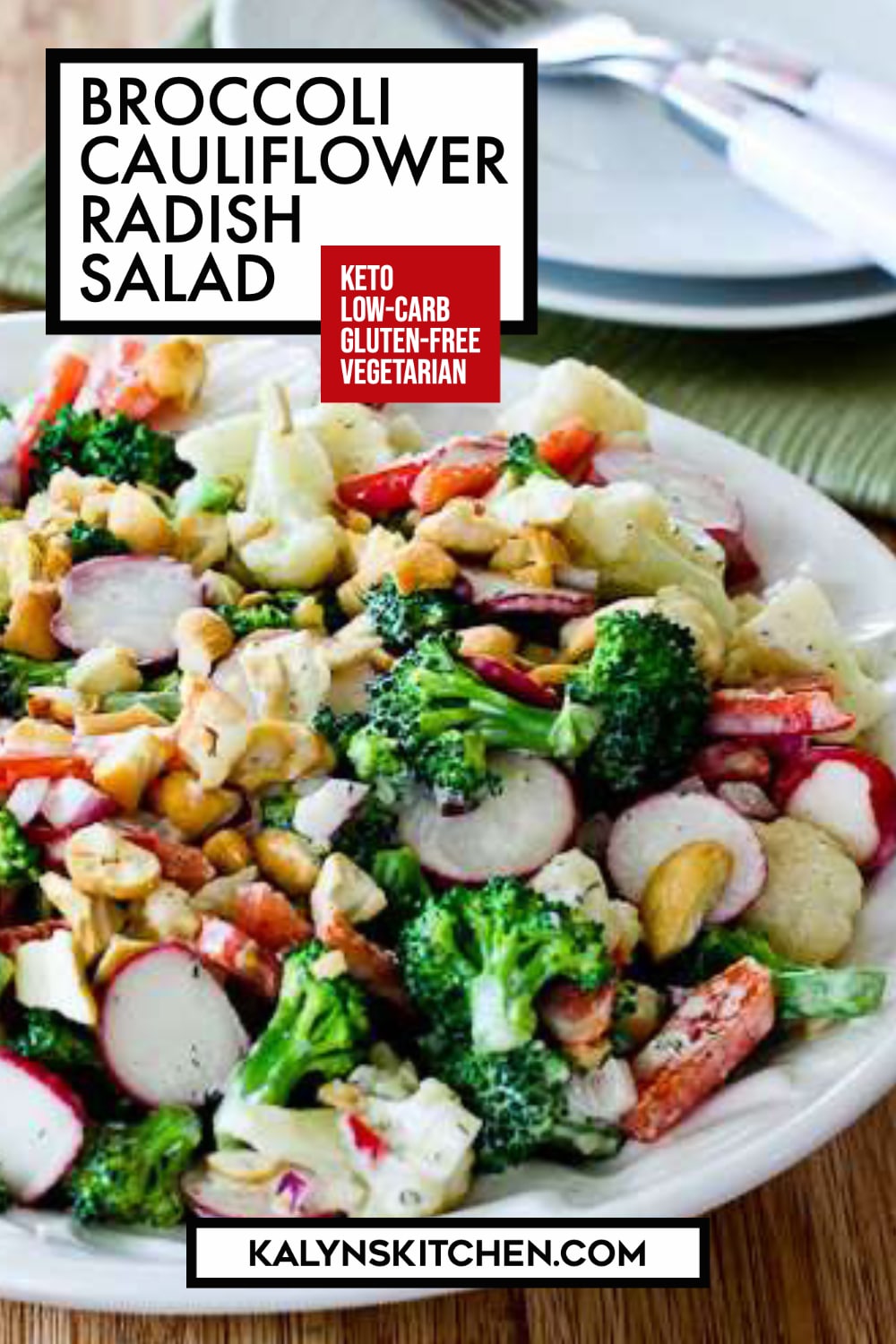 Pinterest image of Broccoli Cauliflower Radish Salad