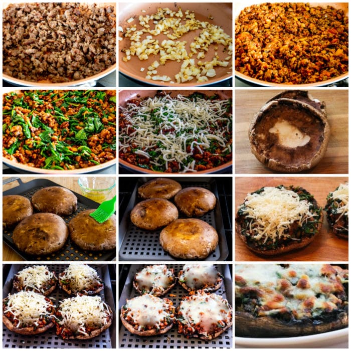 Grilled Stuffed Portobello Mushrooms process shots collage