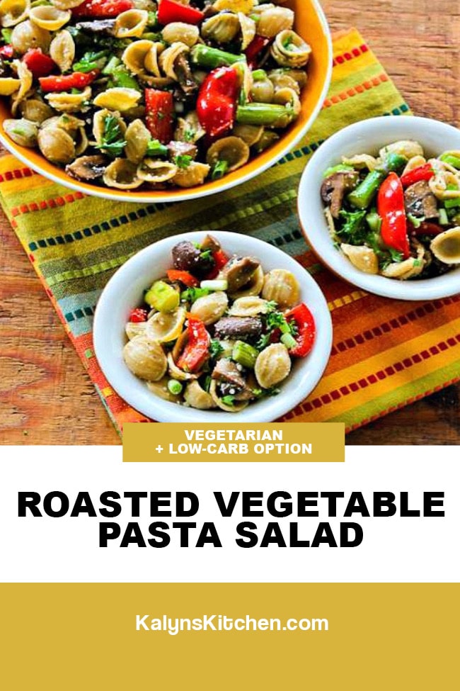 Pinterest image of Roasted Vegetable Pasta Salad