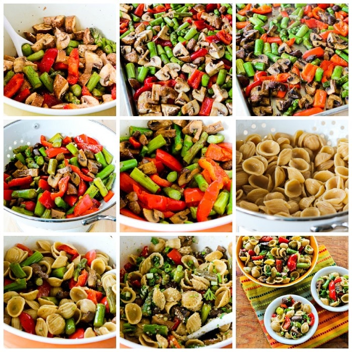 Roasted Vegetable Pasta Salad process shots collage