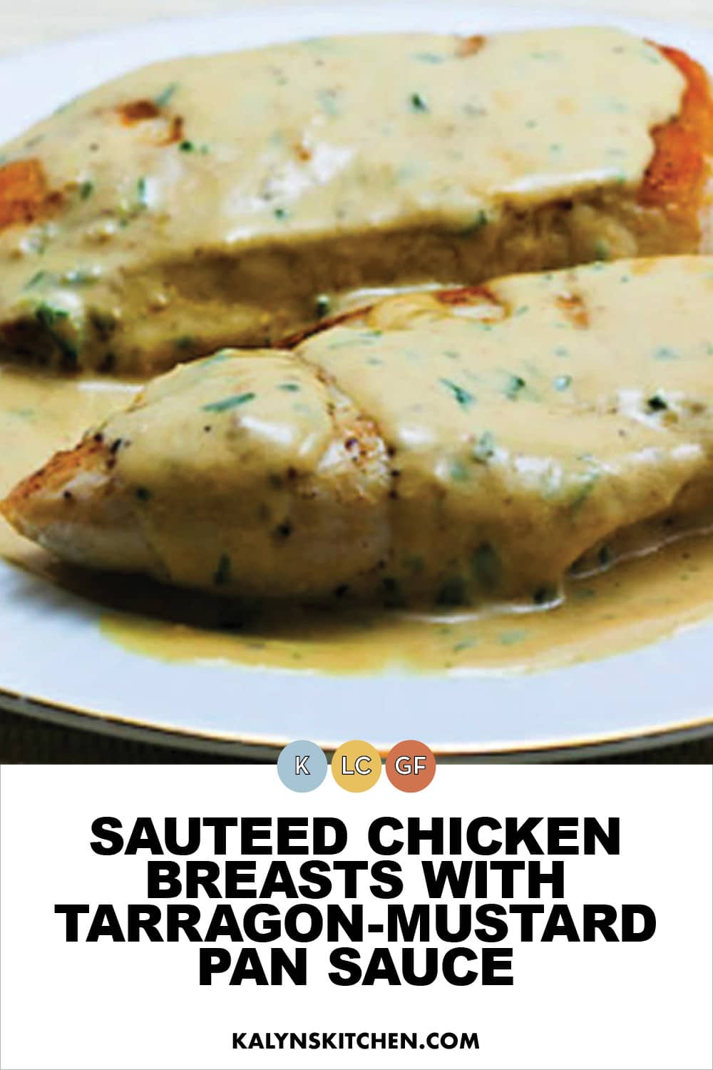 Pinterest image of Sauteed Chicken Breasts with Tarragon-Mustard Pan Sauce