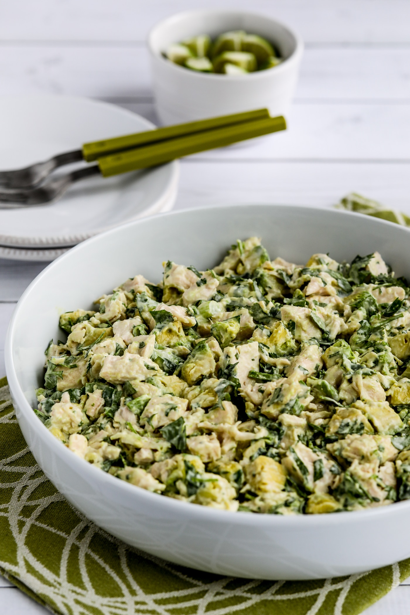 Chicken and Avocado Salad with Lime and Cilantro finished salad in serving bowl