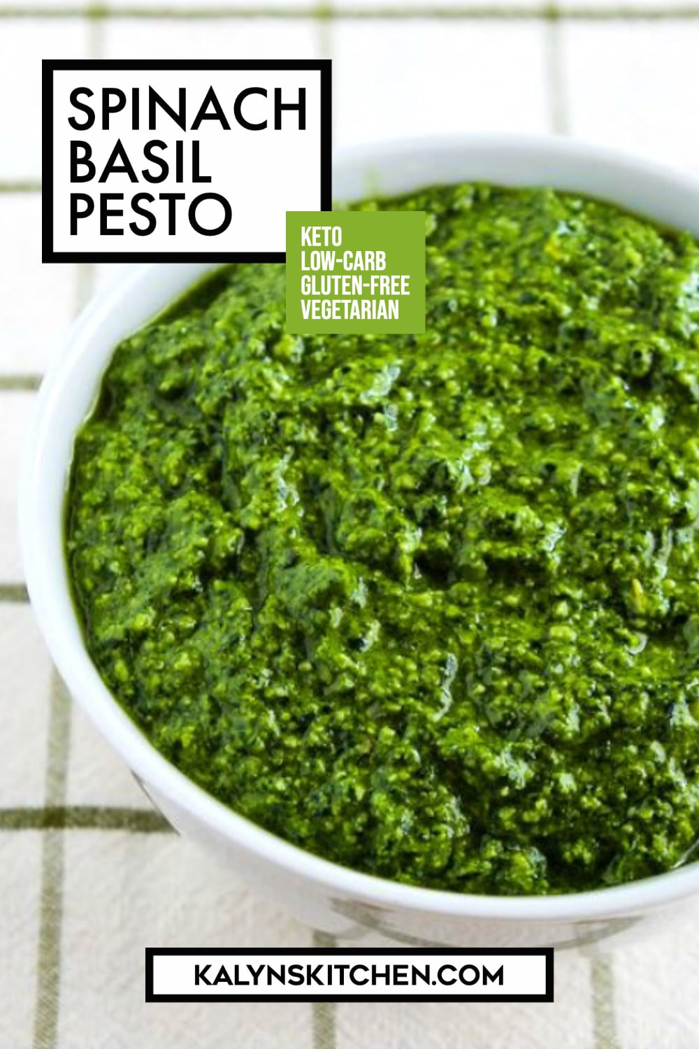 Pinterest image of Spinach Basil Pesto