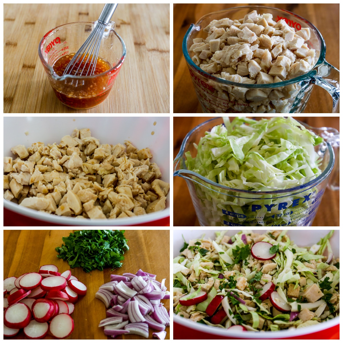 Vietnamese Chicken Salad with Cabbage collage of recipe steps