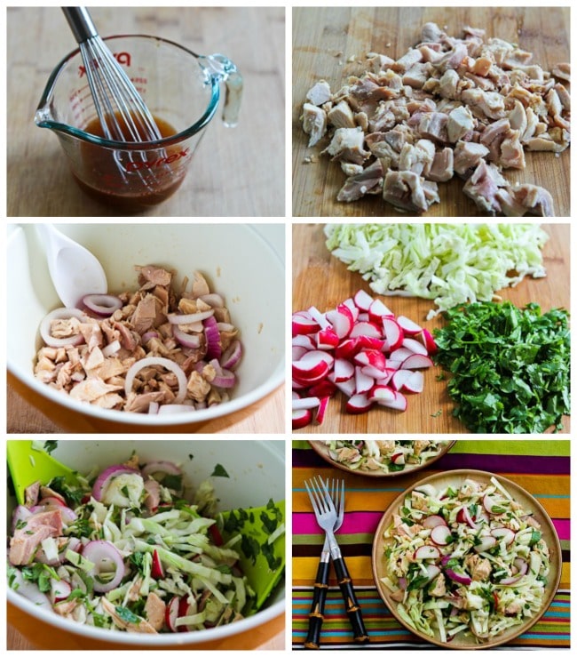 Vietnamese Cabbage Salad with Chicken and Cilantro process shots collage