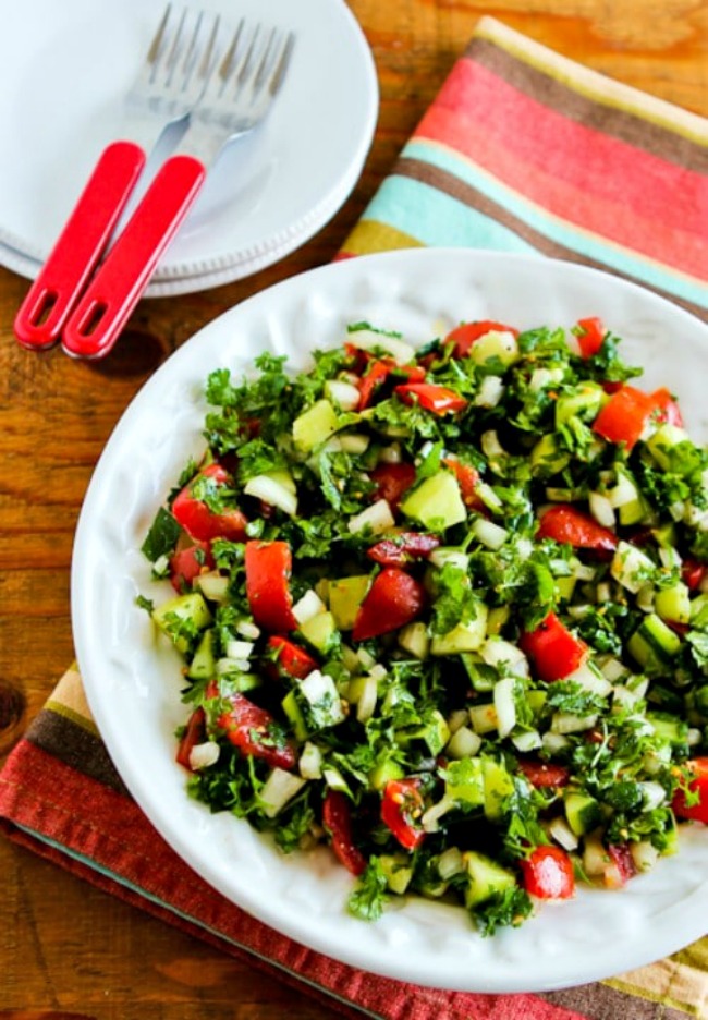 There is a Middle Eastern Tomato Salad or Shirazi Salad at KalynsKitchen.com