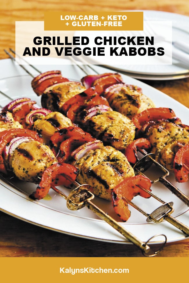 Pinterest image of Grilled Chicken and Veggie Kabobs