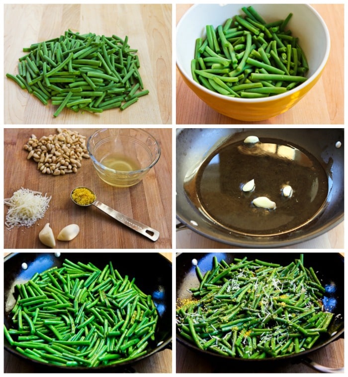 Green Beans with Lemon, Parmesan, and Pine Nuts process shots collage