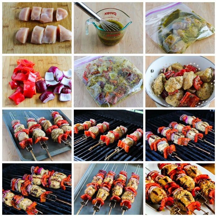 Grilled Chicken and Veggie Kabobs process shots collage