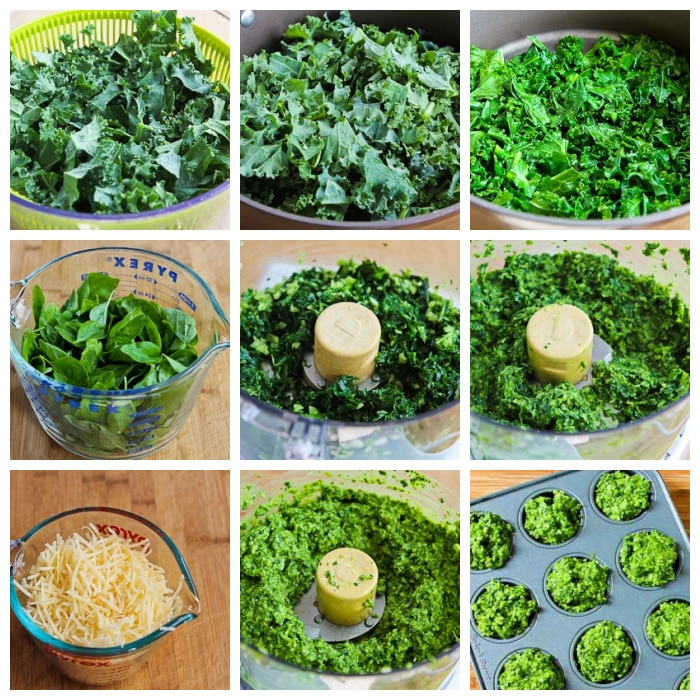 Kale and Basil Pesto process shots collage