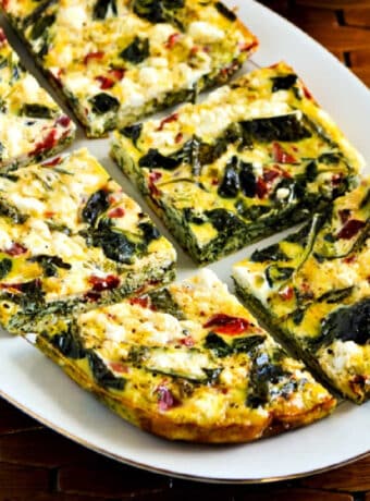 square image of Slow Cooker Breakfast Casserole with Kale on serving platter