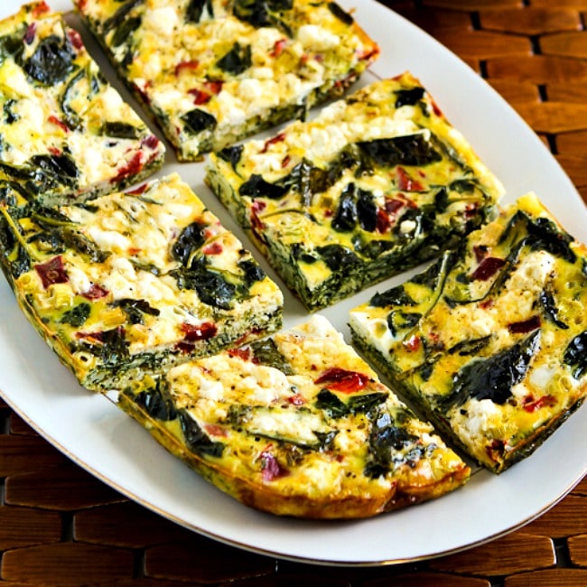 thumbnail image of Slow Cooker Frittata with Kale, Roasted Red Pepper, and Feta on serving plate
