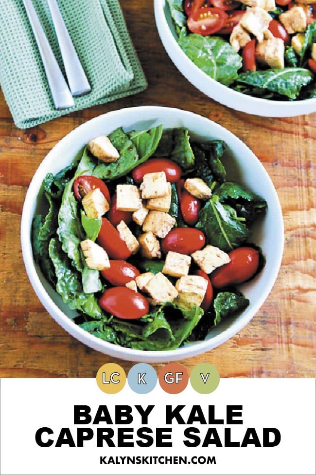 Pinterest image of Baby Kale Caprese Salad