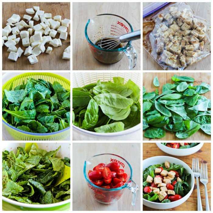 Baby Kale Caprese Salad process shots collage