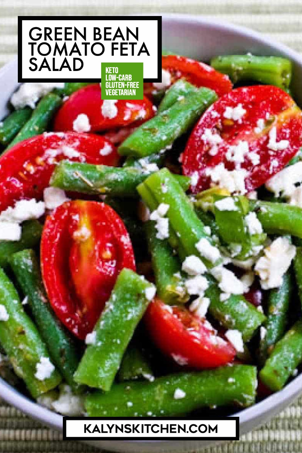 Pinterest image of Green Bean Tomato Feta Salad