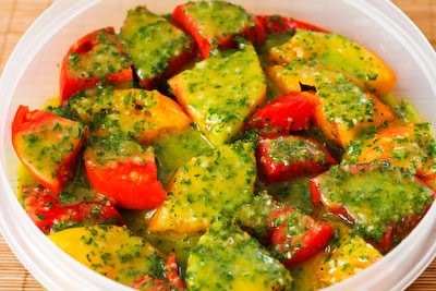 Marinated Tomato Salad with Parsley and Marjoram Dressing from KalynsKitchen.com.