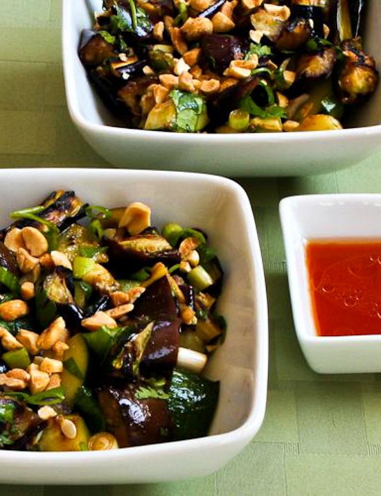 Spicy Grilled Eggplant and Zucchini Salad Recipe with Thai Flavors from KalynsKitchen.com