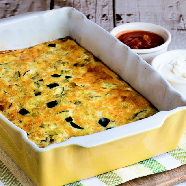 thumbnail square image of Zucchini and Green Chile Breakfast Casserole in casserole dish