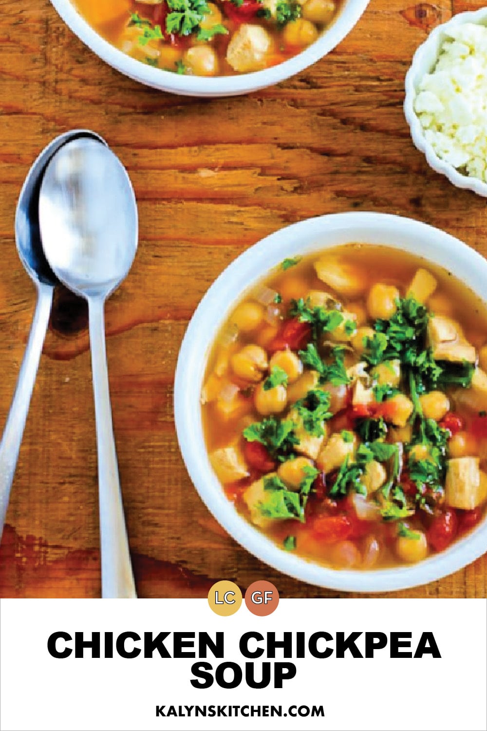 Pinterest image of Chicken Chickpea Soup