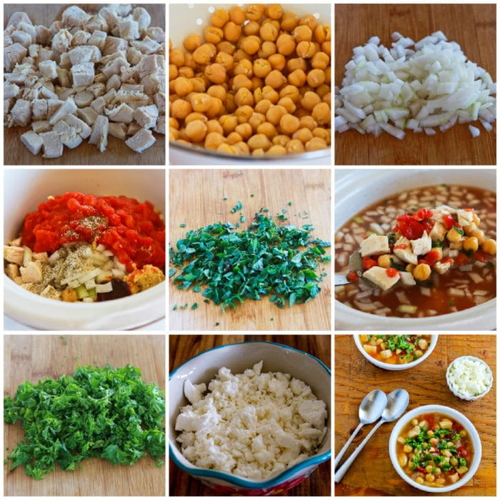 Chicken Chickpea Soup process shot collage