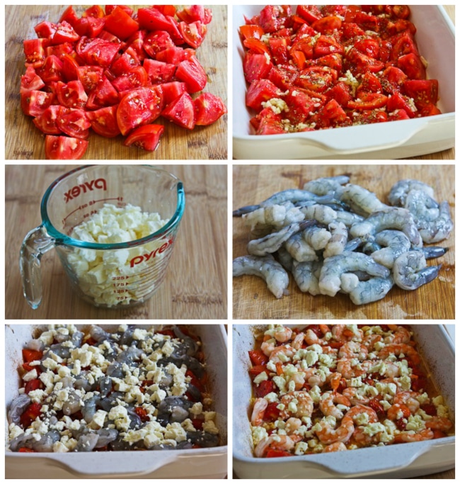 Roasted Tomatoes and Shrimp with Feta process shots collage