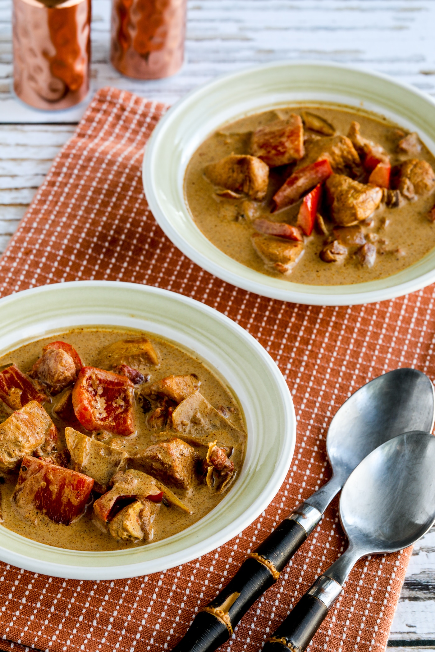 Paprika Chicken shown in two serving bowls