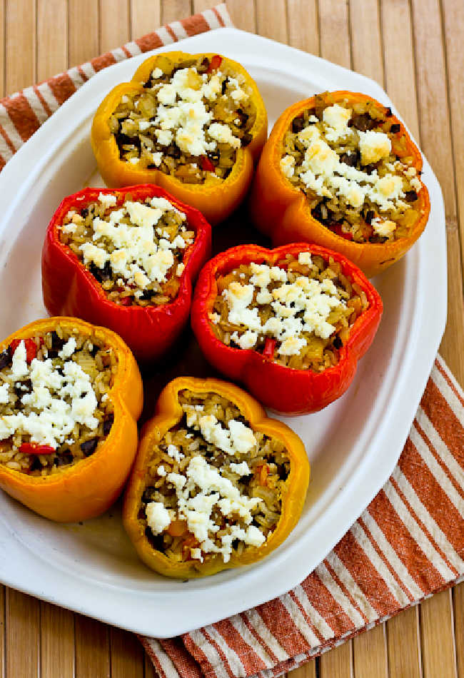 Vegetarian Stuffed Peppers shown on serving plate