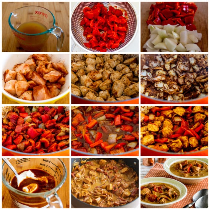 Paprika Chicken collage showing steps for making the recipe