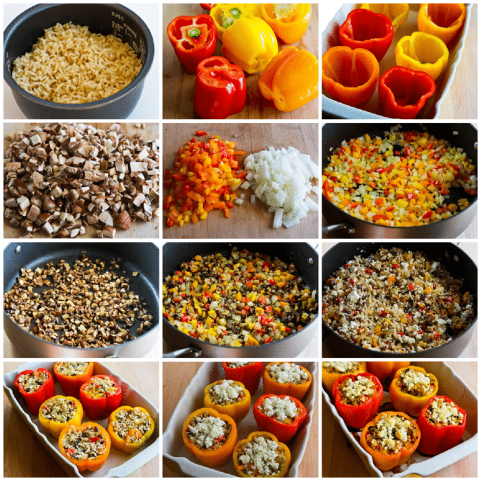 Vegetarian Stuffed Peppers process shots collage