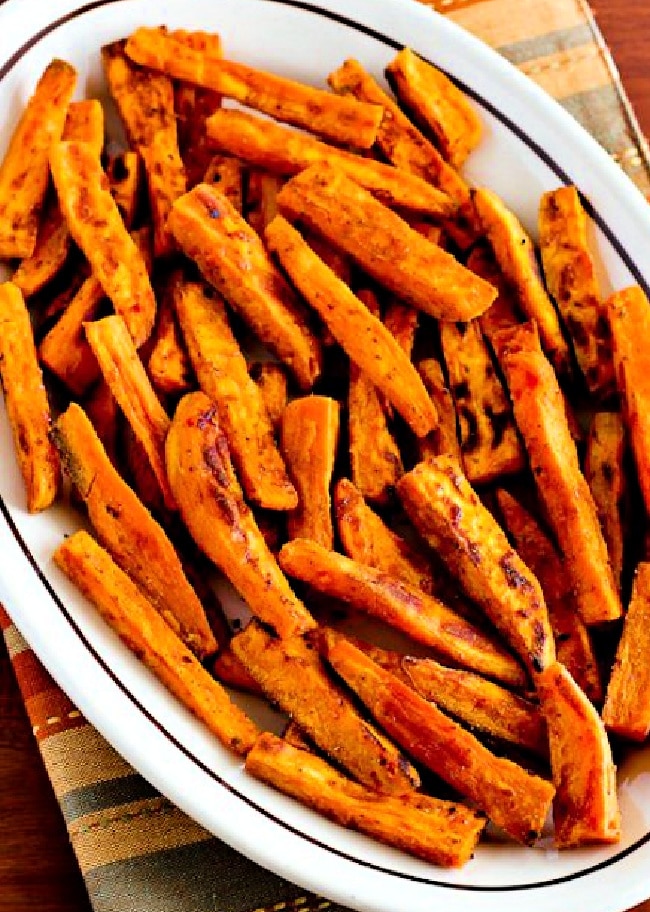 Spicy Sweet Potato Fries cropped image of sweet potatoes on plate