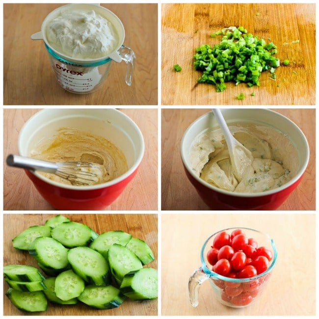 Greek Yogurt and Tahini Dip process shots collage