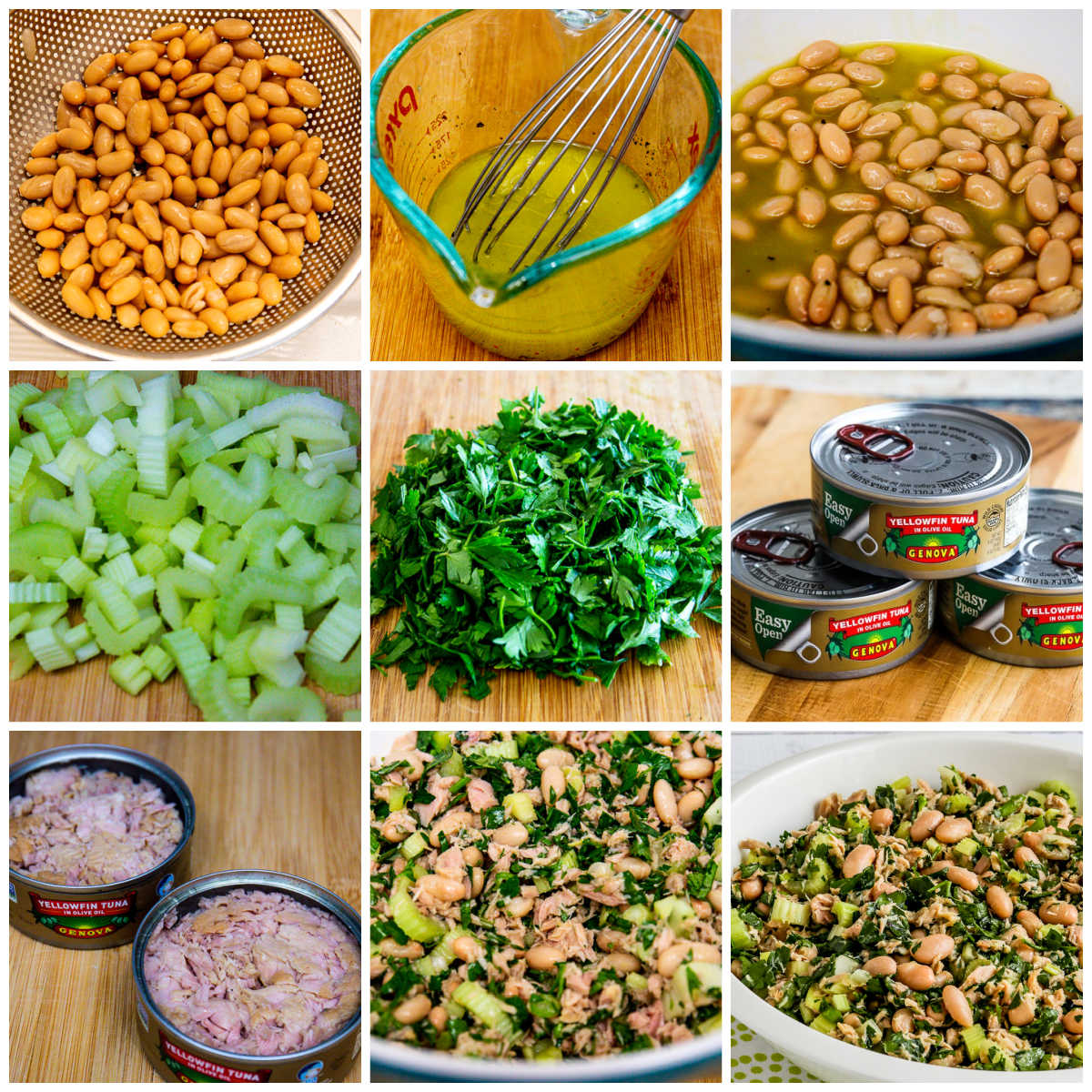 Process shots collage for Tuna White Bean Salad.